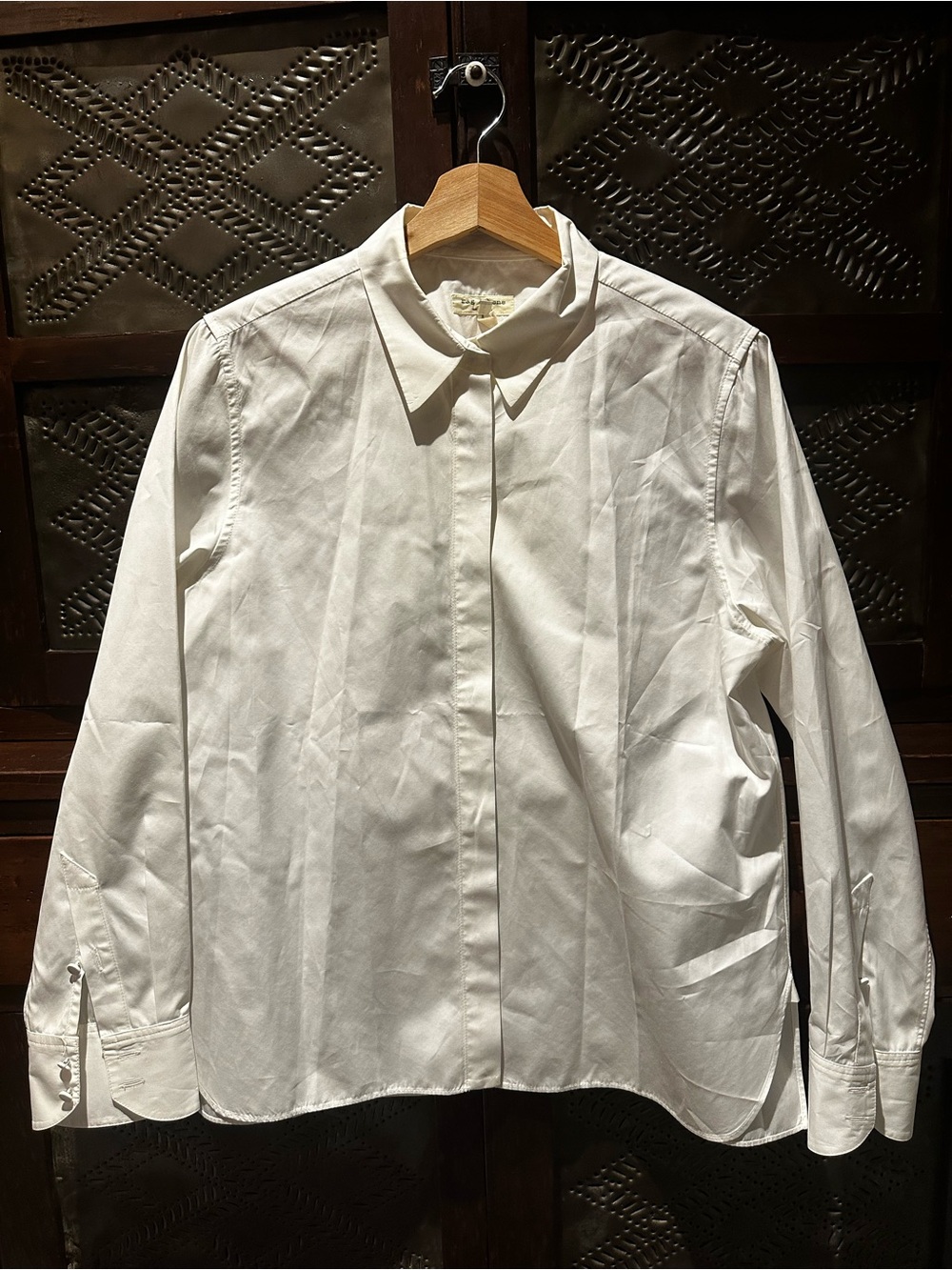 rag & bone White Cotton Button-Front Blouse
